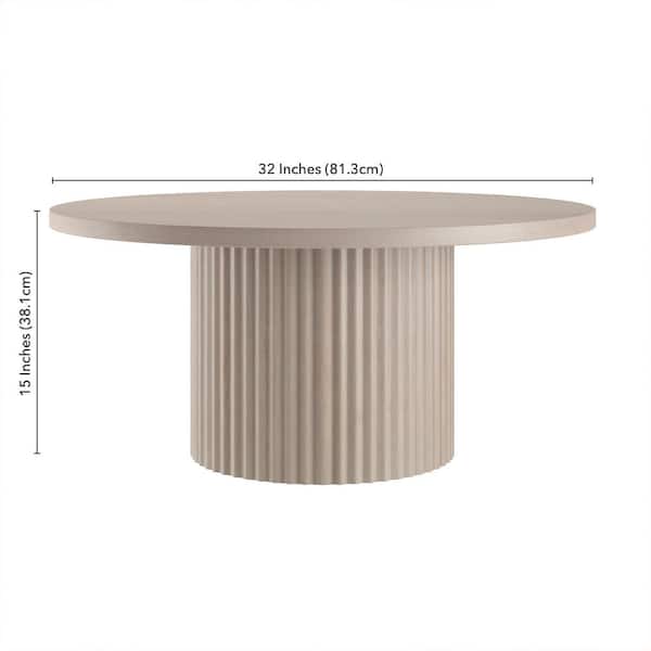 Meyer&Cross Rollan 32 in. Alder White Round MDF Top Coffee Table