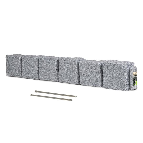 47.5 in. x 6.5 in. x 4 in. Grey Stone (Section) Faux Stone Plastic Garden Edging (1-Pack)