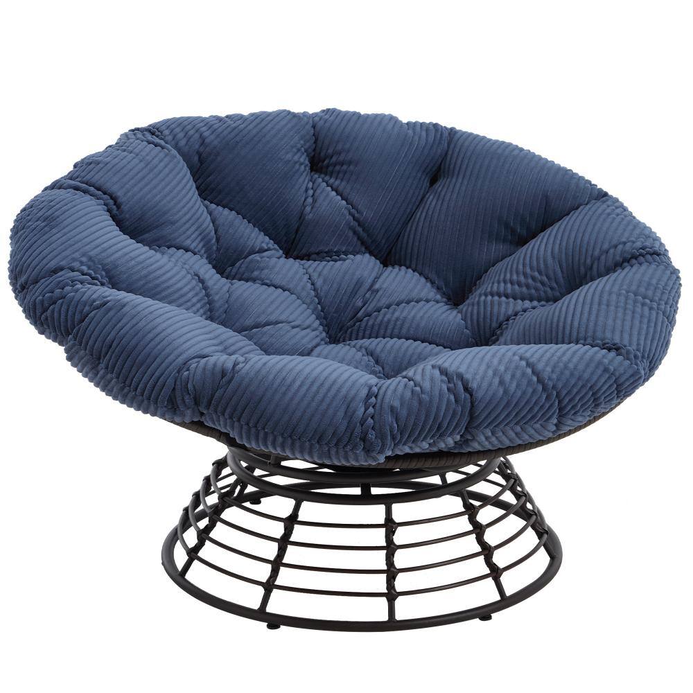 360° Swivel Comfortable Ergonomic Outdoor Wicker Papasan Chair with Blue Cushion price history on PriceWatchPro