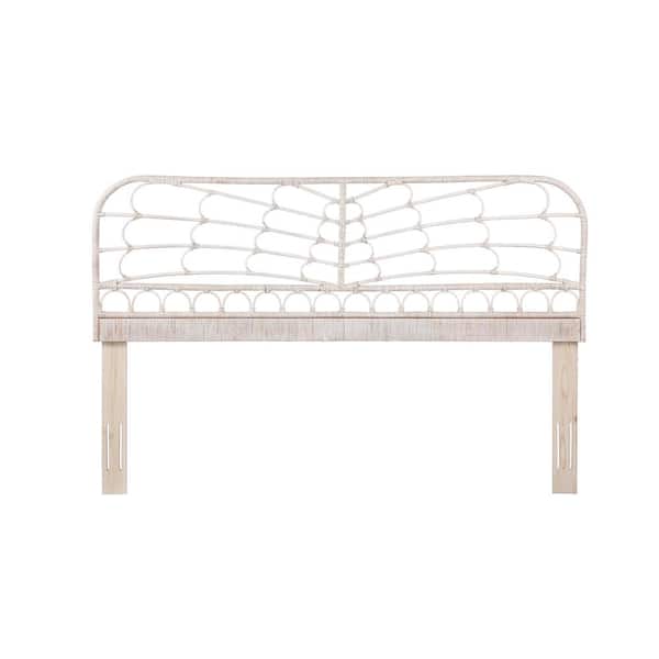 Crawford & Burke Capistrano King Natural Washed White Rattan Headboard