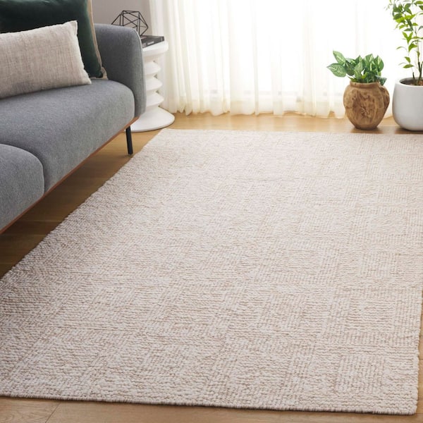 Manhattan 9 ft. x 12 ft. Ivory/Beige Geometric Solid Color Area Rug