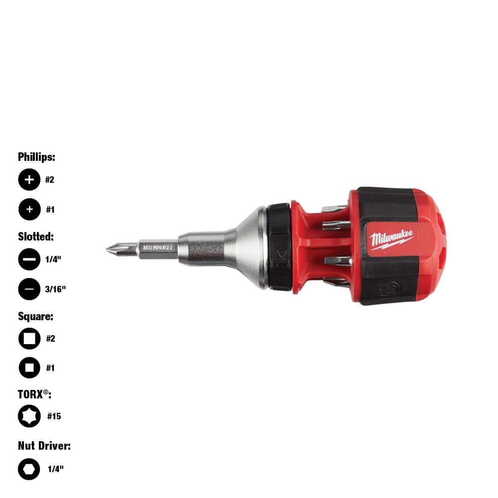 Milwaukee 8-in-1 Compact Ratcheting Multi-bit Driver 48-22-2330 