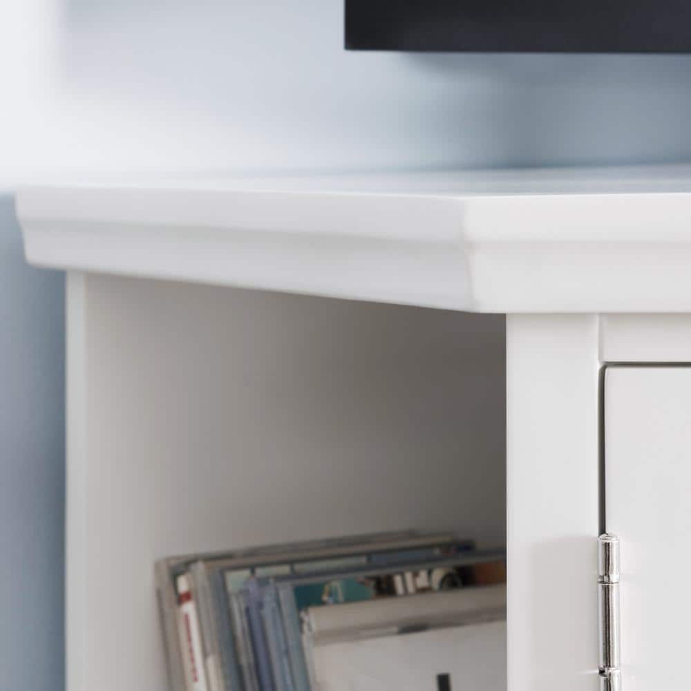 Cottage White 56" Corner TV Stand with Glass Doors
