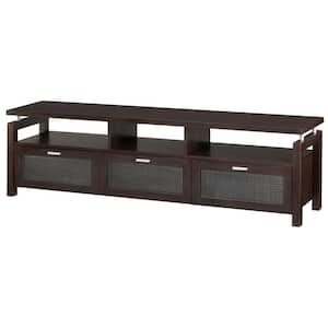Chence 71 in. Espresso Particle Board TV Stand Fits TVs Up to 80 in. with Storage Doors