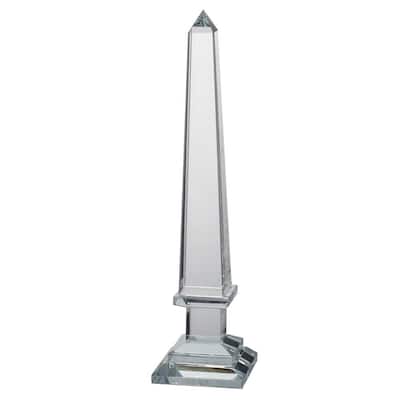 22"H Contemporary Crystal Glass Obelisk Statues Finial Figurine Home Decor 