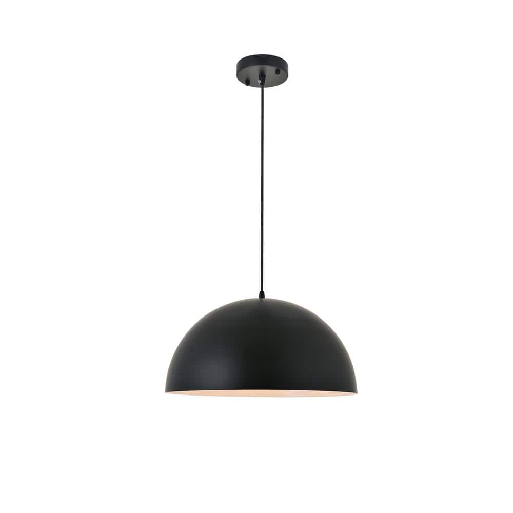 Timeless Home Frank 1-Light Pendant in Black with 11.8 in. W x 5.9 in. H Sh