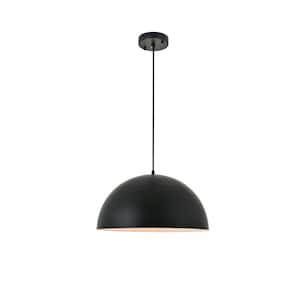 Timeless Home Frank 1-Light Pendant in Black with 11.8 in. W x 5.9 in. H Shade