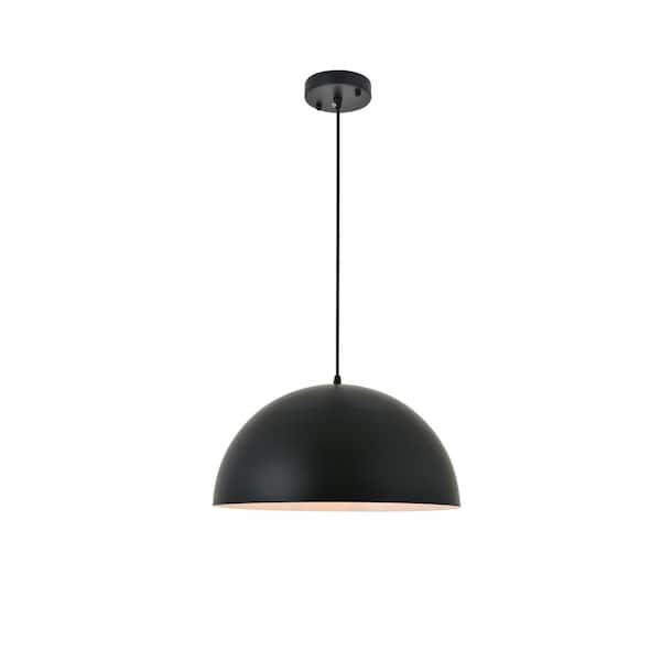 Unbranded Timeless Home Frank 1-Light Pendant in Black with 11.8 in. W x 5.9 in. H Shade