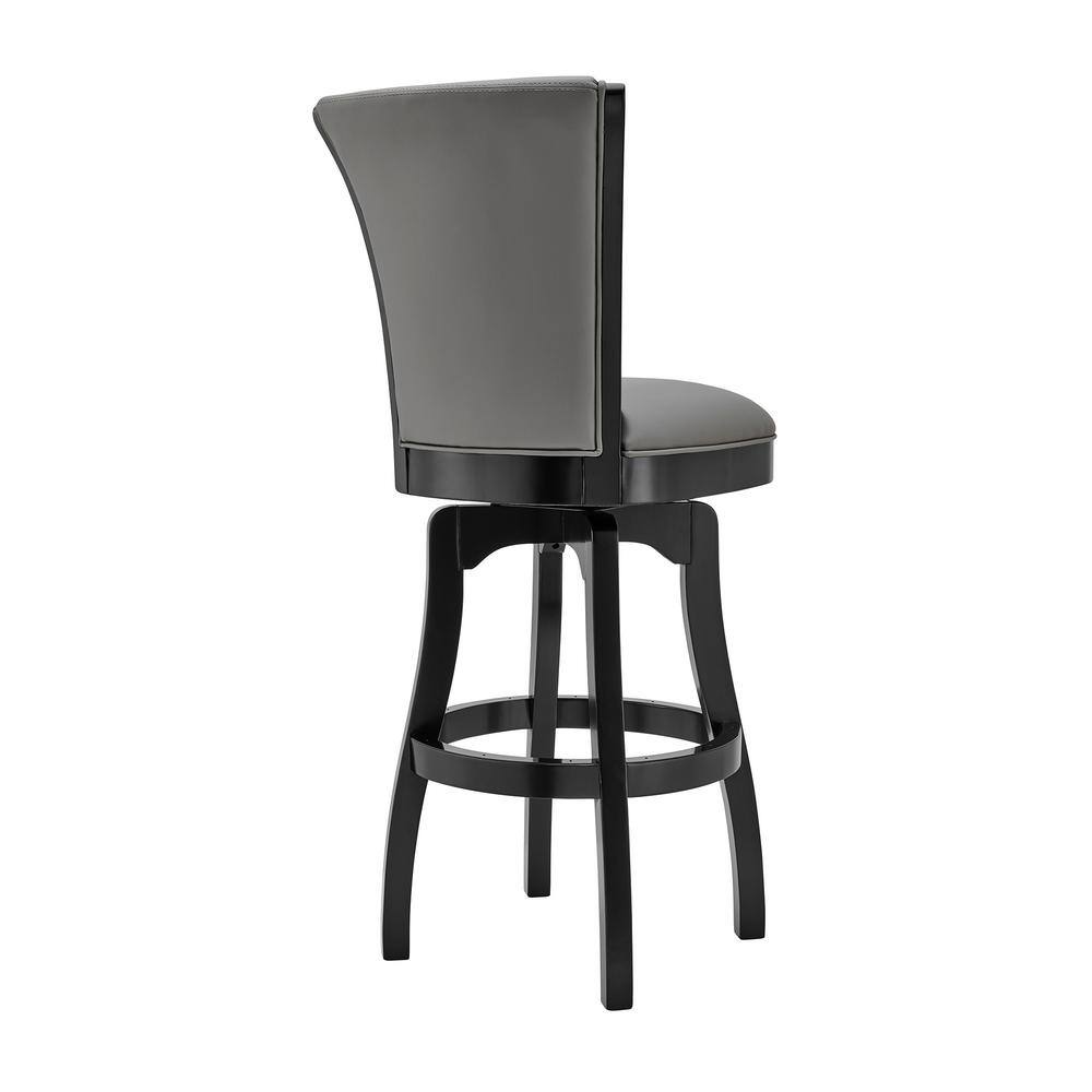 Gray Faux Leather and Wood Swivel Barstool, 30" Height