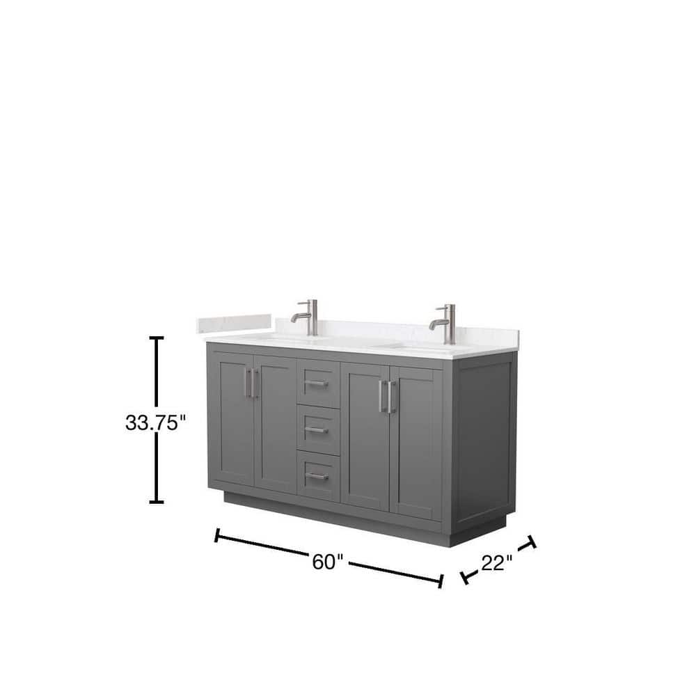 Miranda 60" Dark Gray Freestanding Double Vanity with Carrara Marble Top