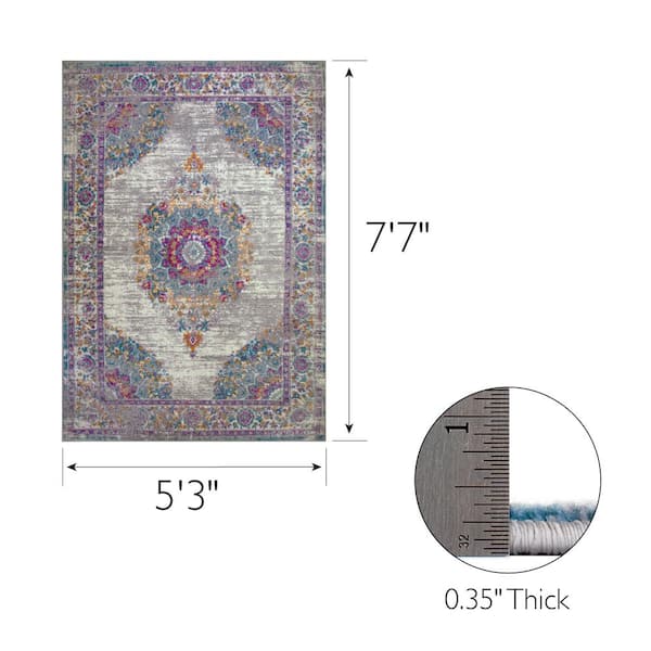 Oryn Vintage Multicolor 5 ft. x 8 ft. Medallion Polypropylene Area Rug