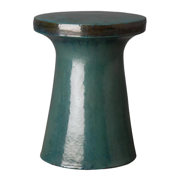 Emissary 22 in. Plateau Turquoise Round Ceramic Garden Stool