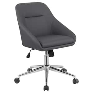 Grey and Chrome Faux Leather Adjustable Height Office Chair with Casters