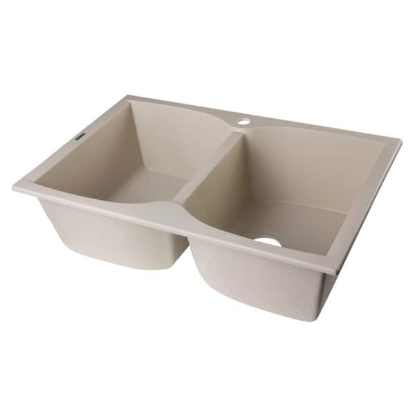 ALFI brand AB3220DI 32 Drop-In Double Bowl Granite Composite