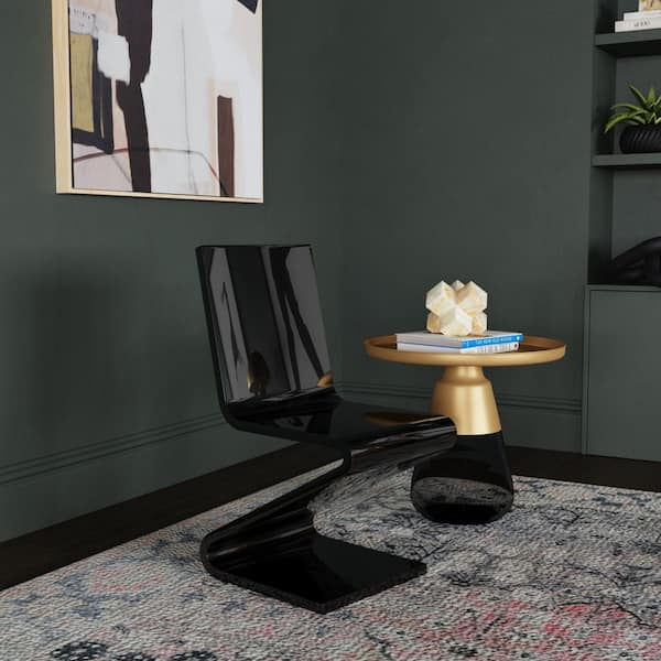 Peek Black Acrylic Armless Chair Set of 1 with Z-Design Chair