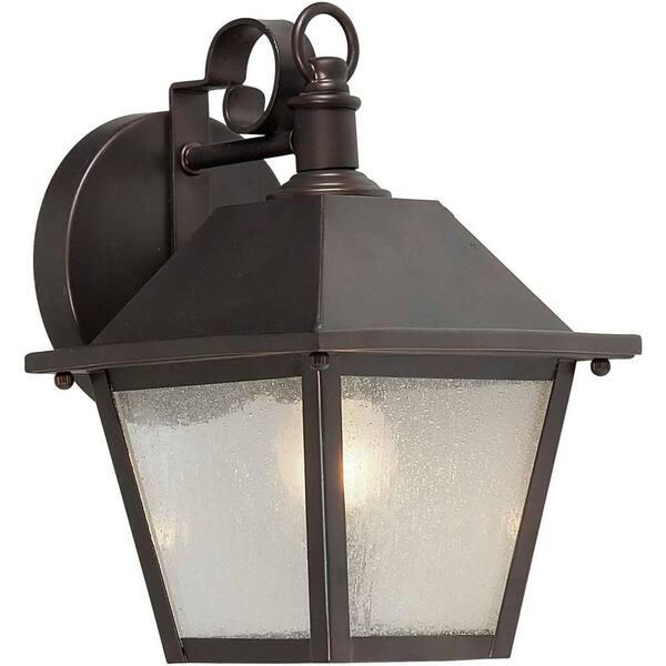 Forte Lighting 1-Light Outdoor Antique Bronze Wall Lantern with Clear Seeded Glass