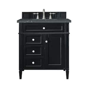 Brittany 30 in. W x 23.5 in. D x 34.0 in. H Single Vanity in Black Onyx with Parisien Bleu Quartz Top