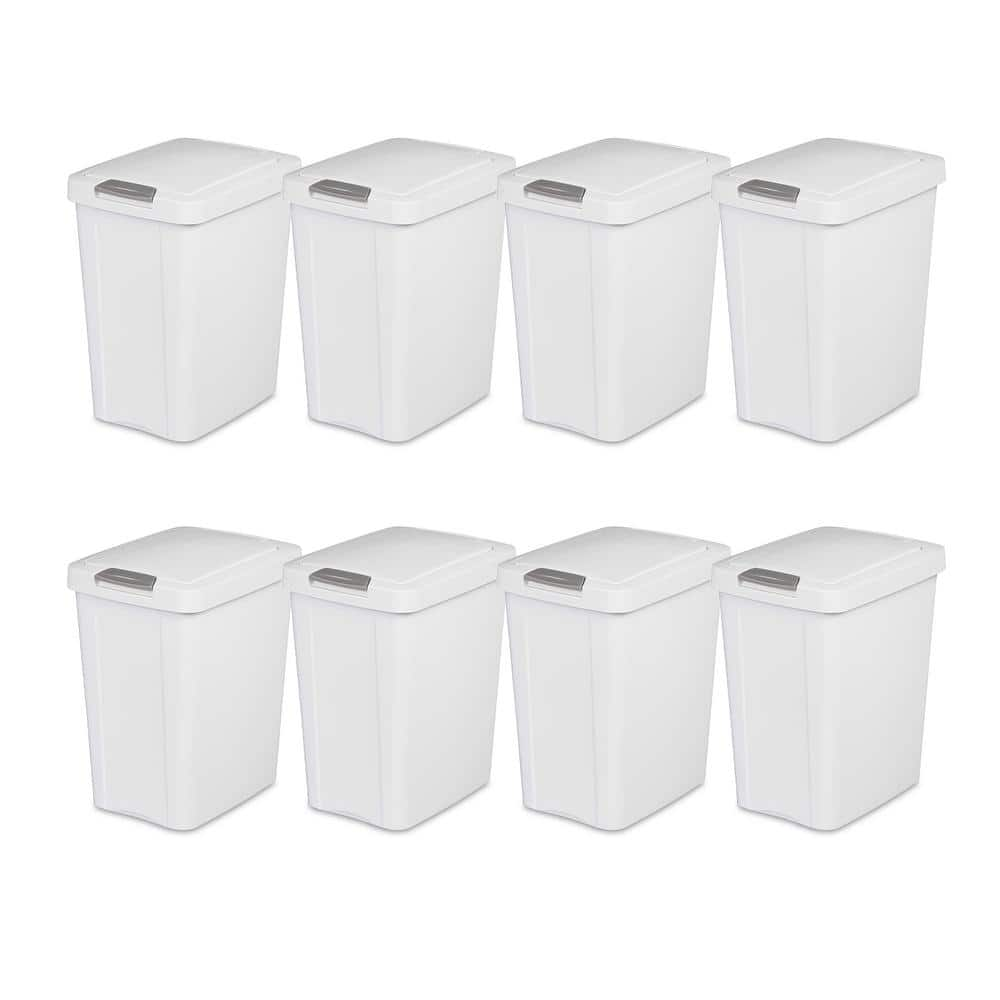 Sterilite 11 gal. Slim Handsfree Portable Wastebasket Trash Can, White (12 Pack)