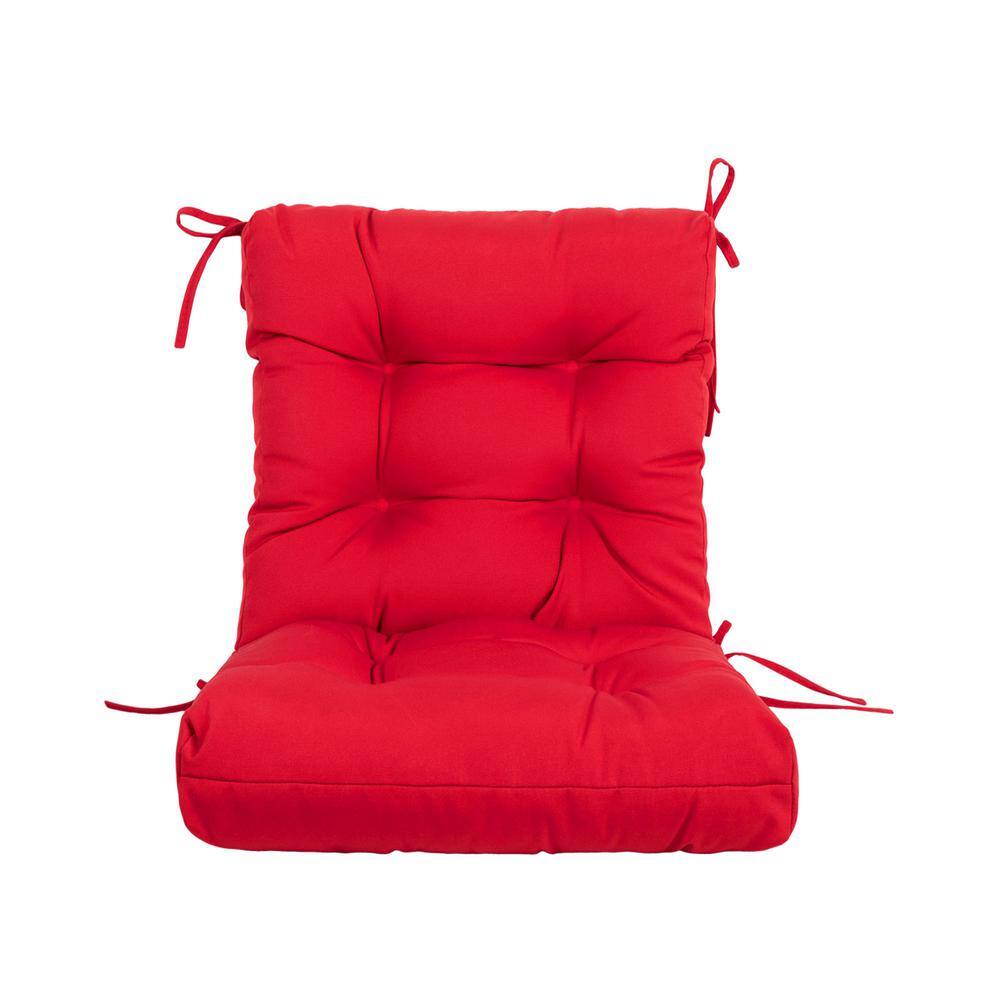 Red Polyfiber Tufted Patio Chair Cushion with Ties