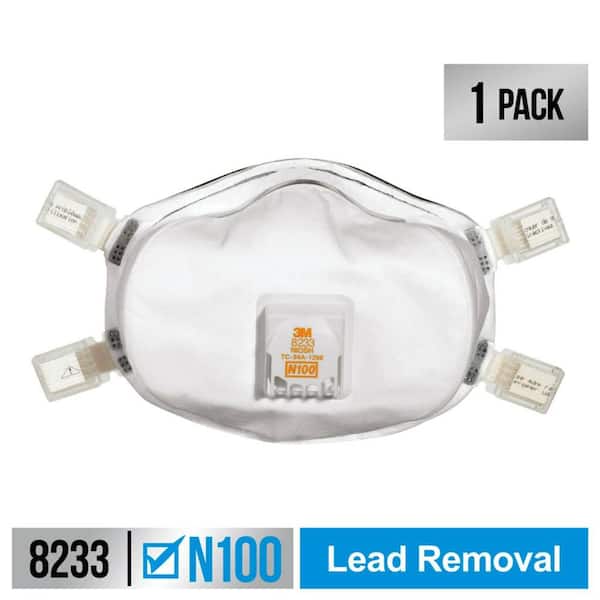 3M 8233 N100 Lead Paint Removal Disposable Respirator Mask with Cool Flow Valve (1-Pack)