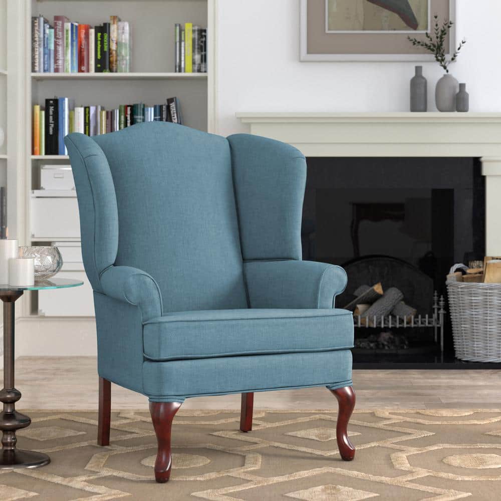 Traditional Erin Wingback Handcrafted Accent Chair in Blue