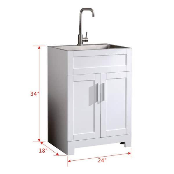  Kitchen Sink and Cabinet Combo,Utility Laundry Sink with  Stainless Steel Basin,Bathroom Vanity Aluminum Base Cabinet,Single  Freestanding Garage Sink with Storage,for Restaurant,Laundry Room,Outdoor (  : כלי עבודה ושיפוץ ביתי