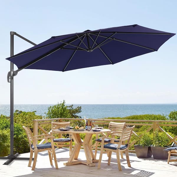 Sonkuki Navy Blue Premium 11 Ft. Cantilever Patio Umbrella -Outdoor ...