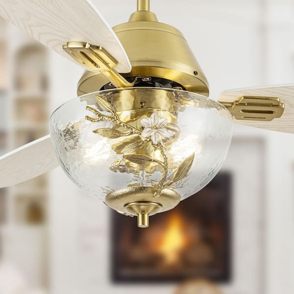 Cassidy 42 in. 2-Light Indoor Gold Ceiling Fan with Clear Glass Bowl Shade and Remote Control