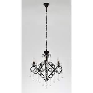 6-Light Black Crystal Empire Chandelier for Living Room with No Bulbs Included