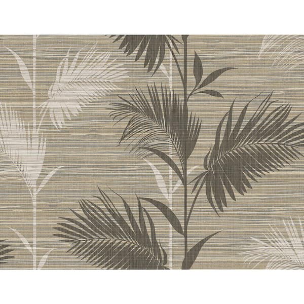 Away On Holiday Brown Palm Brown Wallpaper Sample