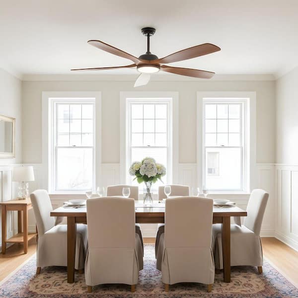 72 in. LED Indoor Walnut Ceiling Fan with Light Kit, Remote Control