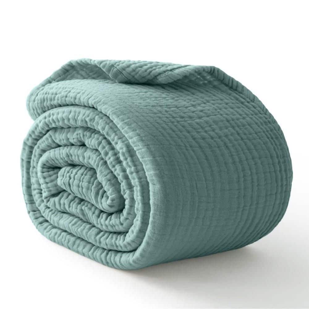 King Size, Muslin Blanket, 6 Layer 100% Cotton Lightweight Gauze Blanket, Breathable All Season Bed Coverlet, Green price history on PriceWatchPro