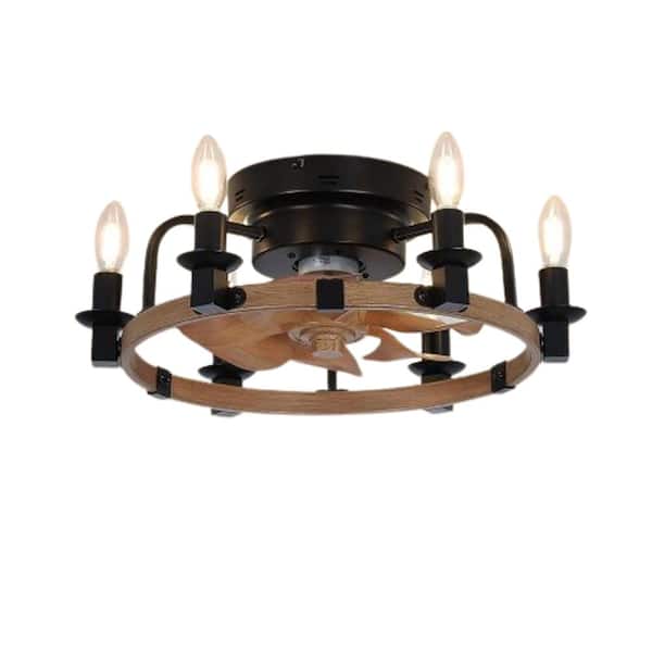 19 in. Indoor Black Ceiling Fan with Light Bulb Included, Remote Control, 6-Speed & Reversible DC Motor
