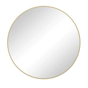 39 in. W x 39 in. H Round Framed Wall Bathroom Vanity Mirror in Gold