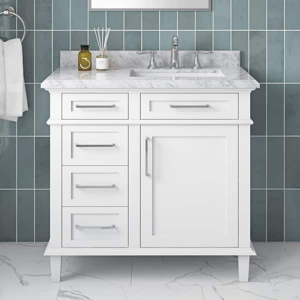 Sonoma 36 in. Single Sink Freestanding White Bath Vanity with Carrara Marble Top (Assembled)