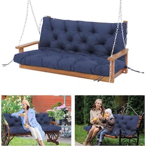 60 x 40 in 3 Seater Replacement Outdoor Swing Cushions with Back Support, Waterproof Bench Cushion (Navy blue）