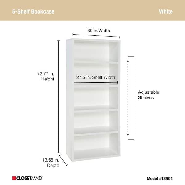ClosetMaid 13504 73 in. H x 30 in. W x 14 in. D White Wood 5-Cube Storage Organizer - 3
