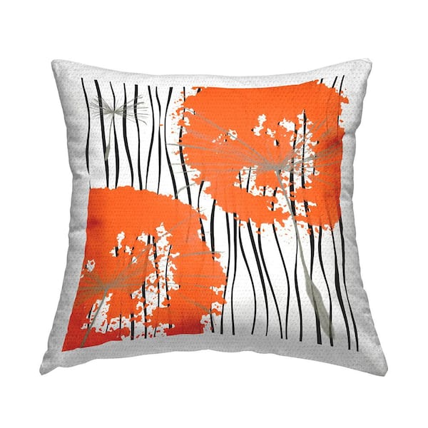 Stupell Industries Contemporary Orange Dandelion Bloom Orange Square Outdoor Throw Pillow