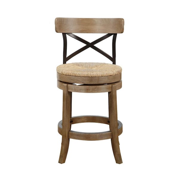 Boraam Myrtle 24 in. Wheat Wire-Brush Wood Frame Counter Height Bar Stool