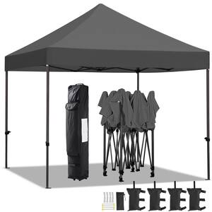10x10 Heavy Duty Pop Up Canopy Tent - One Person Setup, UPF 50+, With Roller Bag, Sandbags & Stakes