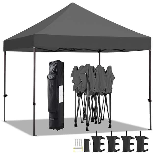 10 x 10 ft. Pop Up Canopy Tent with Roller Bag Sandbags Guy Lines Ground Stakes