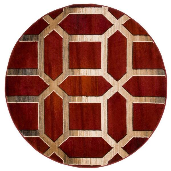 Lavish Home Opus Art Deco Burgundy 5 Ft X 5 Ft Round Area Rug 62 30 R 5rd The Home Depot