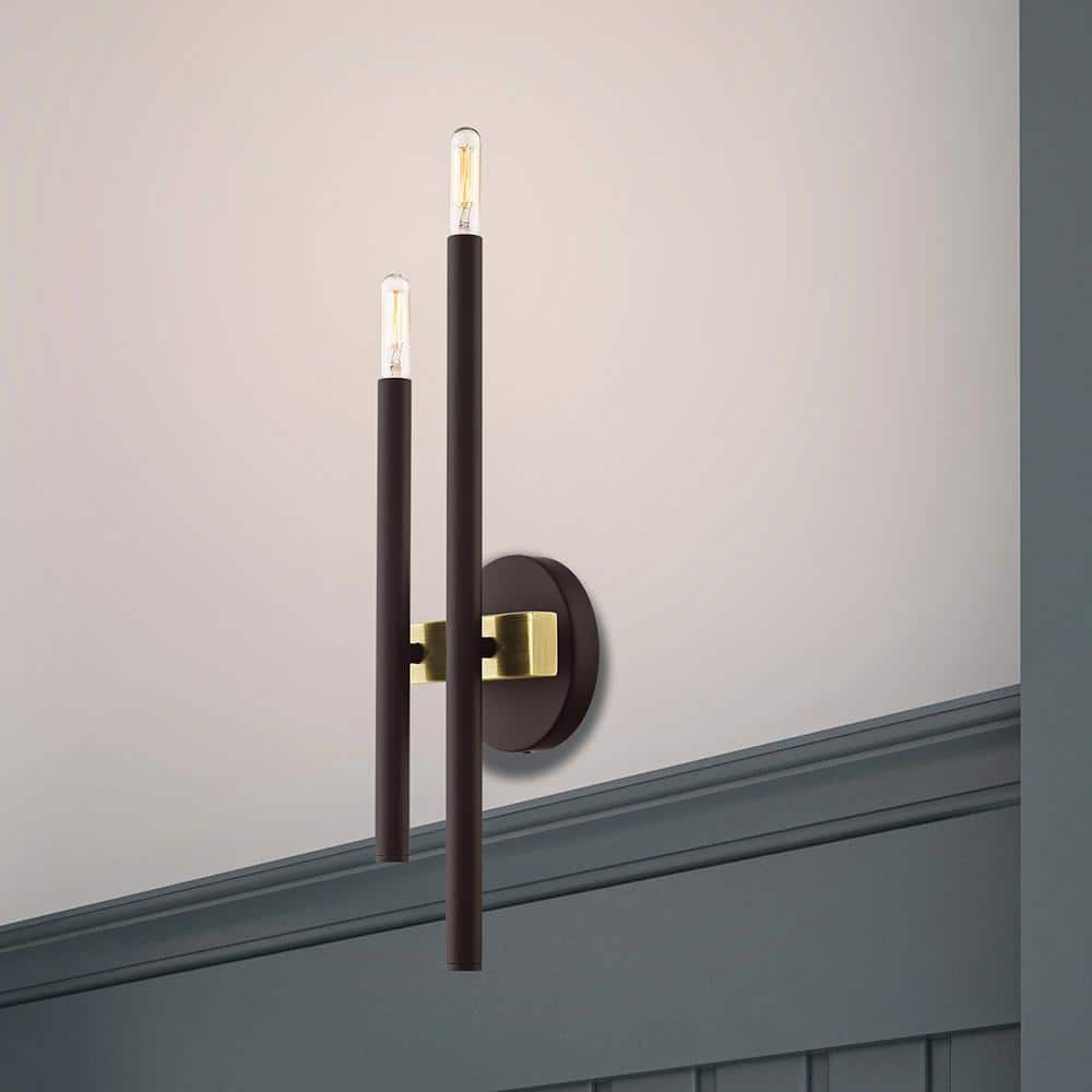 Denmark Bronze & Antique Brass 2-Light Dimmable Wall Sconce