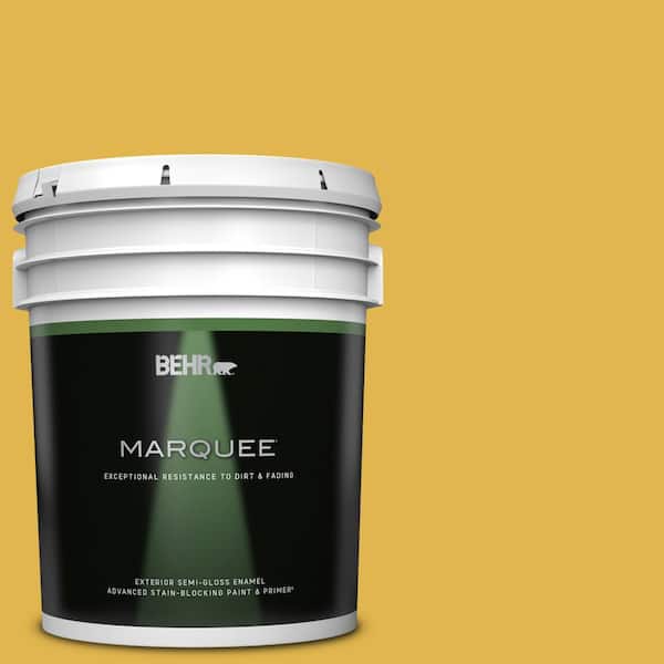 BEHR MARQUEE 5 gal. #360D-6 Yellow Gold Semi-Gloss Enamel Exterior Paint & Primer