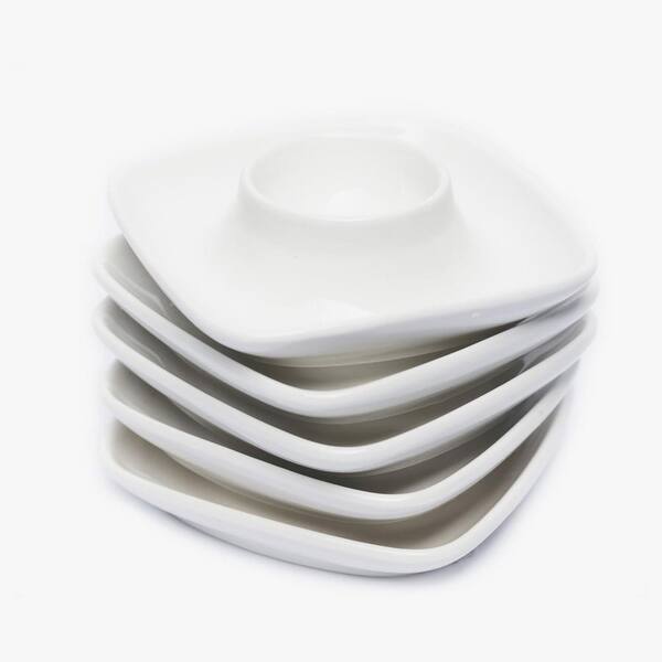 Ceramic Egg Cups Set, 6 Piece White Egg Holders, Stable Porcelain Egg Serving Cups for Hard Boiled Eggs