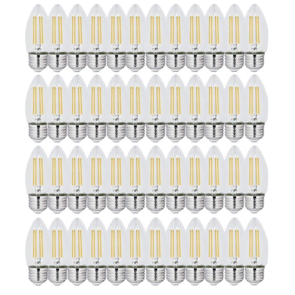 Feit Electric 40-Watt Equivalent B10 E26 Medium Dimmable Filament CEC Blunt Tip Chandelier LED Light Bulb, Daylight 5000K (48-Pack)