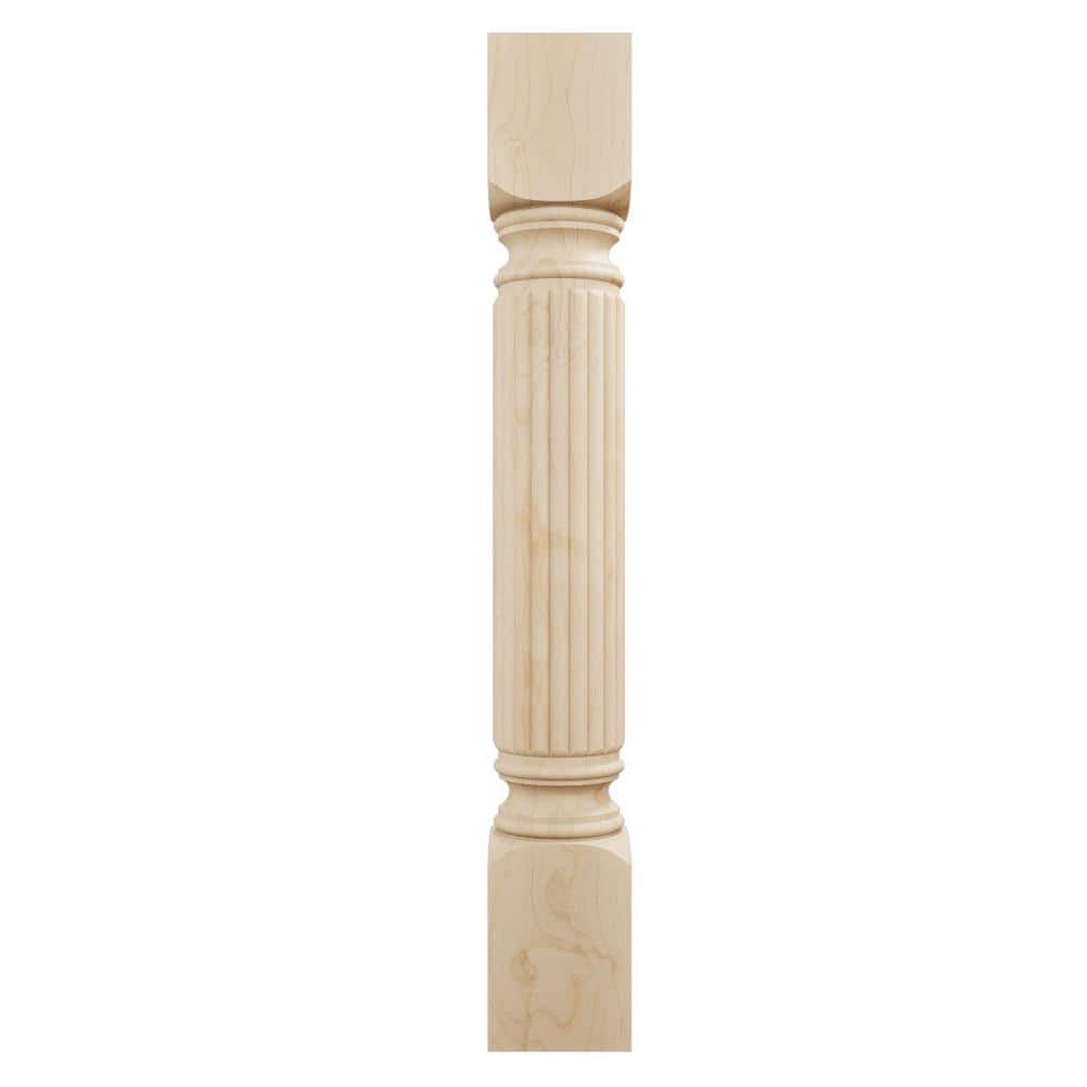 Alder Painted Traditional Reeded Cabinet Column, 35.5"