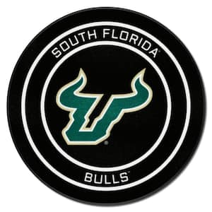 South Florida Black 2 ft. Round Hockey Puck Accent Rug