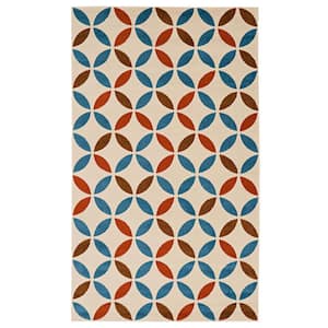 Kobe Conrad Bone and Blue 4 ft. 3 in. x 7 ft. 3 in. Area Rug