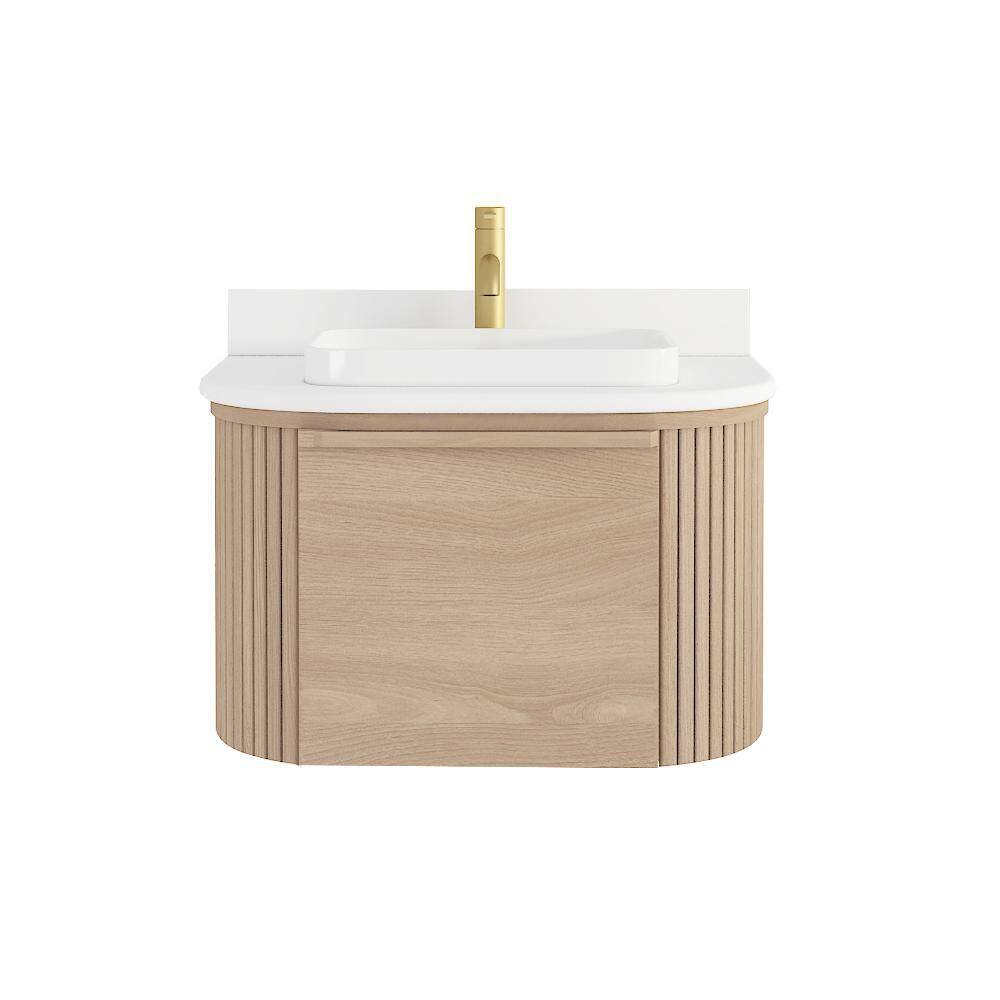 Blake 31 in. Single Sink Natural Teak Bath Vanity with White Engineered Stone Top (Assembled) price history on PriceWatchPro